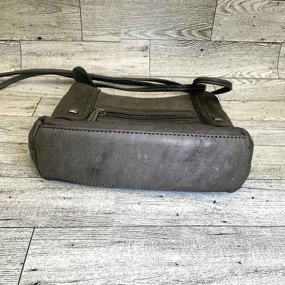 Stone Mountain Gray Genuine Leather Crossbody Shoulder Bag Purse - Picture 6 of 7